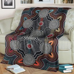 Australia Aboriginal Premium Blanket Indigenous Symbol Dot Painting Art Ver 14