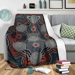 Australia Aboriginal Premium Blanket Indigenous Symbol Dot Painting Art Ver 14