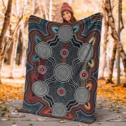 Australia Aboriginal Premium Blanket Indigenous Symbol Dot Painting Art Ver 14