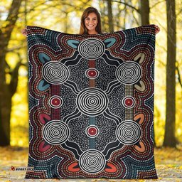 Australia Aboriginal Premium Blanket Indigenous Symbol Dot Painting Art Ver 14
