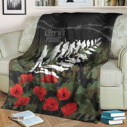 New Zealand ANZAC Lest We Forget Poppy Camo Premium Blanket