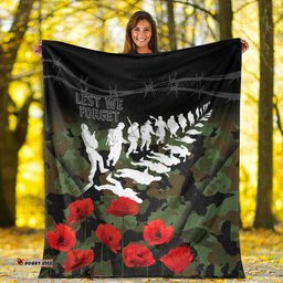 New Zealand ANZAC Lest We Forget Poppy Camo Premium Blanket