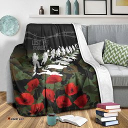 New Zealand ANZAC Lest We Forget Poppy Camo Premium Blanket