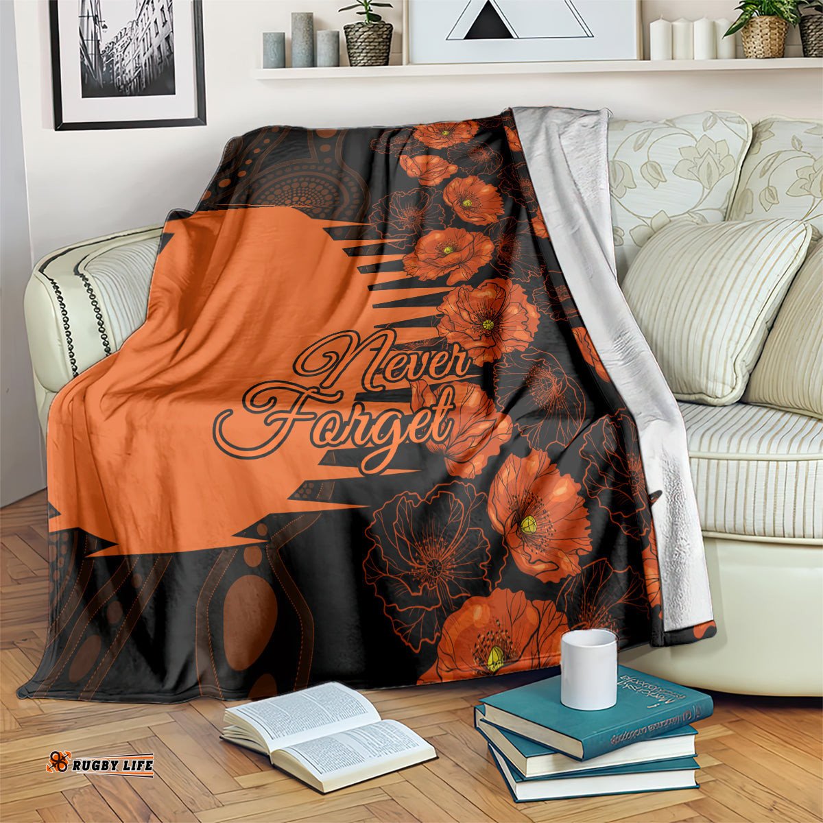 Scorchers Cricket Never Forget Custom Blanket ANZAC Day with Poppy Aboriginal
