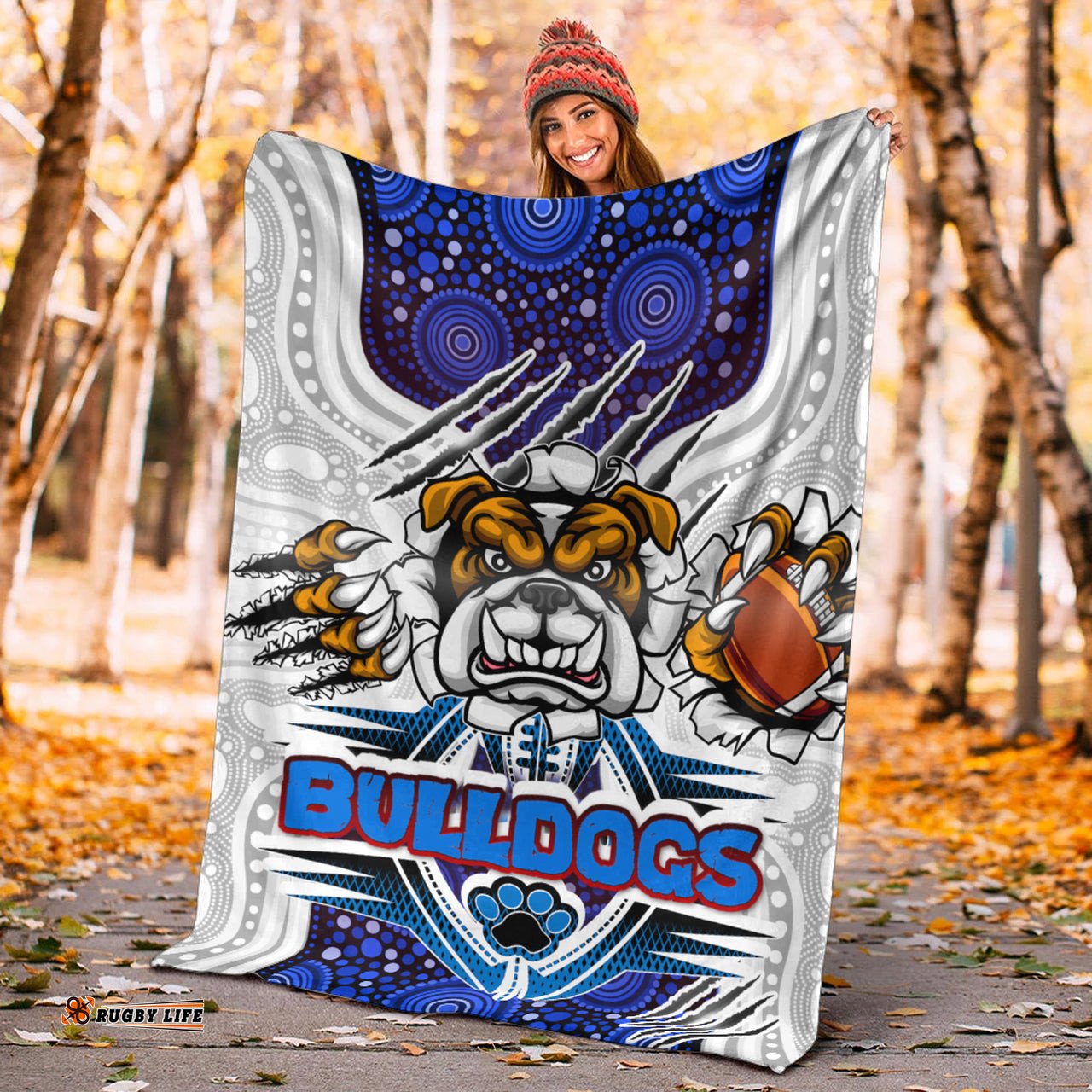 Bulldogs Rugby Custom Aboriginal Blanket Indigenous Super Bulldogs