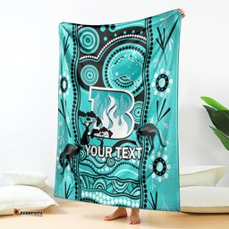 Custom Brisbane Heat Cricket Blanket Happy Australia Day Aboriginal Art