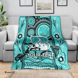Custom Brisbane Heat Cricket Blanket Happy Australia Day Aboriginal Art