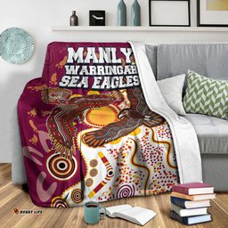 Sea Eagles Aboriginal Rugby Blanket Double Sea Eagles With Tribal Sun And Footprints