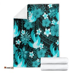 Australian Heat Cricket Blanket Baeuty Pacific Hibiscus and Polynesian Pattern