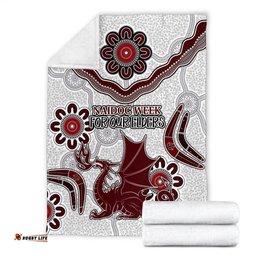 Australia Illawarra and St George Naidoc Blanket Custom For Our Elders Boomerangs White Blanket