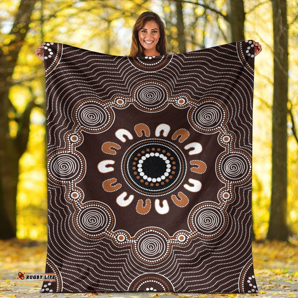 Australia Aboriginal Premium Blanket Indigenous Symbol Dot Painting Art Ver 2