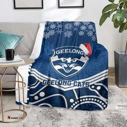 Geelong Football Christmas Blanket Merry Xmas Mix Aboriginal Art