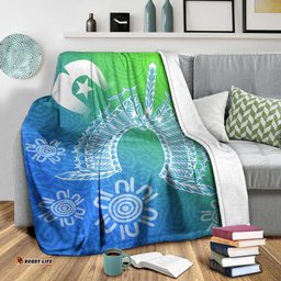 Torres Strait Islanders Premium Blanket Dhari Mask Ocean Style