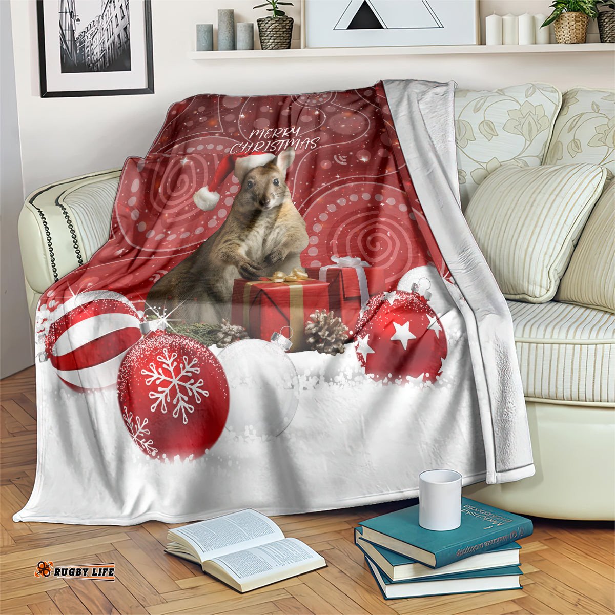 Australia Christmas Wallaby Blanket Aboriginal Art
