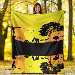 Aboriginal Blanket Indigenous Family Kangaroo Sunset