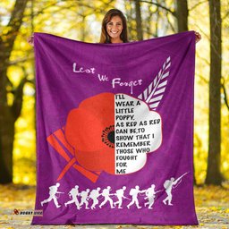 Custom New Zealand ANZAC Red Poopy Purple Premium Blanket