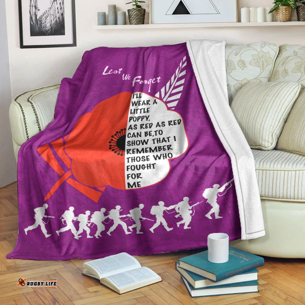 Custom New Zealand ANZAC Red Poopy Purple Premium Blanket