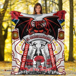 St. George Rugby ANZAC Day Watercolour Custom Blanket Remembrance Dragons With Poppy Flower