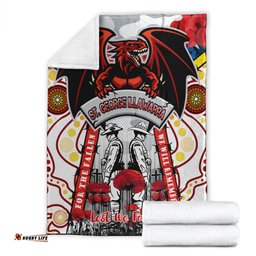 St. George Rugby ANZAC Day Watercolour Custom Blanket Remembrance Dragons With Poppy Flower