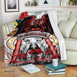 St. George Rugby ANZAC Day Watercolour Custom Blanket Remembrance Dragons With Poppy Flower