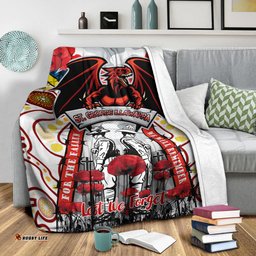 St. George Rugby ANZAC Day Watercolour Custom Blanket Remembrance Dragons With Poppy Flower