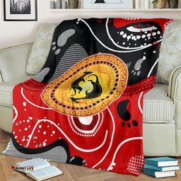 Aboriginal Flag Style Dot Art And Abstract Kangaroo Blanket