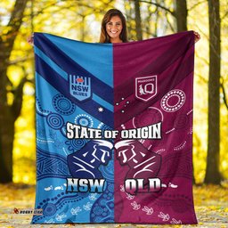 QLD Maroons And NSW Blues Rugby Premium Blanket State of Origin Indigenous
