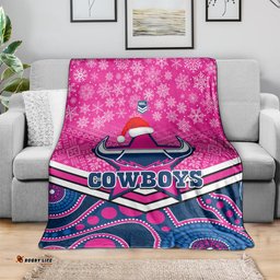 custom cowboys rugby christmas blanket merry xmas 2023 mix aboriginal art pink version