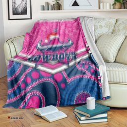 custom cowboys rugby christmas blanket merry xmas 2023 mix aboriginal art pink version