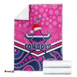 custom cowboys rugby christmas blanket merry xmas 2023 mix aboriginal art pink version