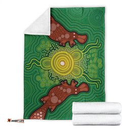 Australia Aboriginal Premium Blanket Indigenous Platypus Ver 14