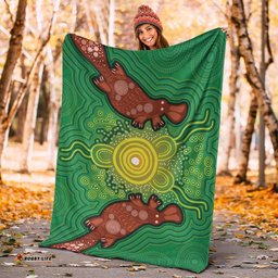 Australia Aboriginal Premium Blanket Indigenous Platypus Ver 14