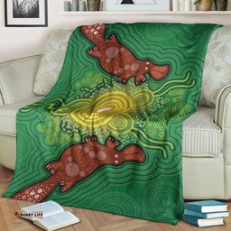 Australia Aboriginal Premium Blanket Indigenous Platypus Ver 14