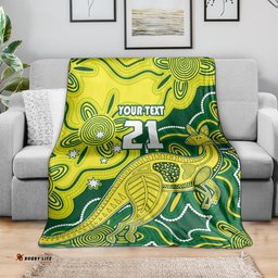 Custom Australia Cricket Blanket Go Aussie World Cup Aboriginal Style Unique