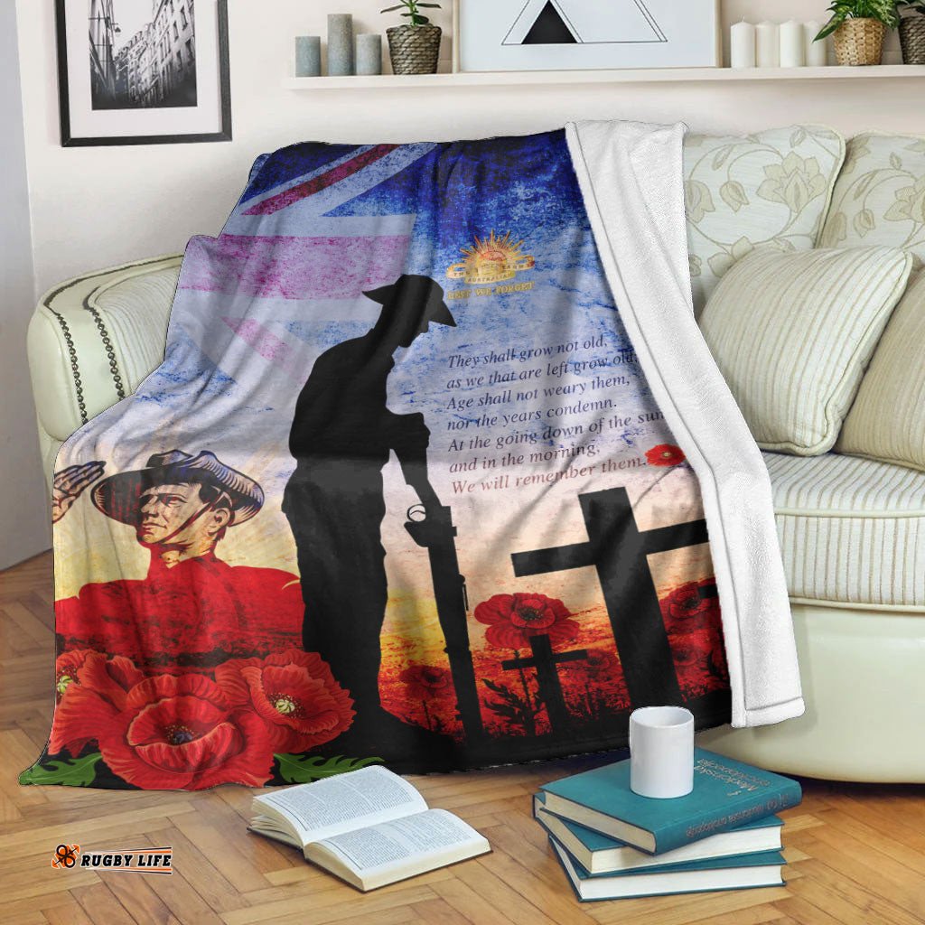 ANZAC Day Australia Soldier We Will Rememer Them Premium Blanket