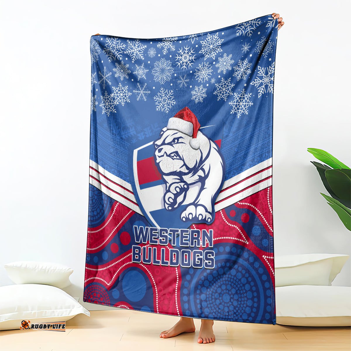 Bulldogs Football Christmas Blanket Merry Xmas Mix Aboriginal Art