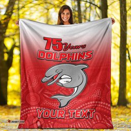 Custom Personalised Dolphins Rugby Aboriginal Premium Blanket 75th Anniversary Start Now