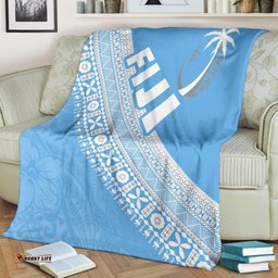 Fiji Tapa Rugby Premium Blanket version Style You Win Blue