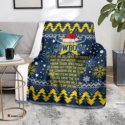Cowboys Rugby Blanket Born Tough Bred Proud Christmas Vibe