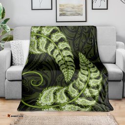 Green New Zealand Paisley Silver Fern Blanket Aotearoa Maori