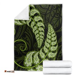 Green New Zealand Paisley Silver Fern Blanket Aotearoa Maori