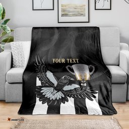 Personalised AFL Collingwood Blanket Magpies Premiers With Trophy Proud