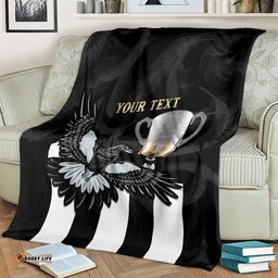 Personalised AFL Collingwood Blanket Magpies Premiers With Trophy Proud
