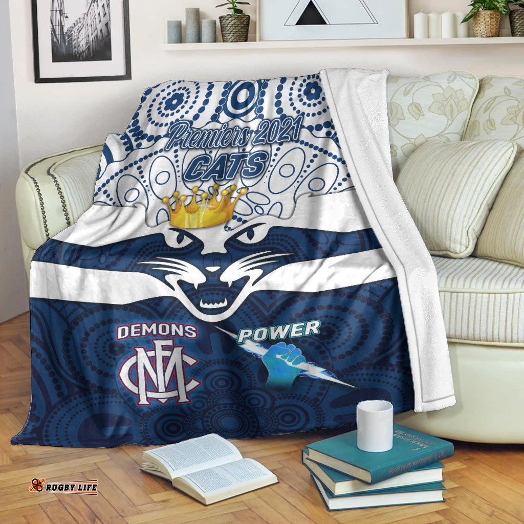 Geelong Cats Indigenous Premium Blanket Football Premiers The King