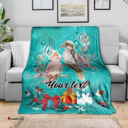 Personalised Kookaburra and Cockatoo Blanket Australia Merry Christmas Aboriginal Teal Style