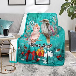 Personalised Kookaburra and Cockatoo Blanket Australia Merry Christmas Aboriginal Teal Style