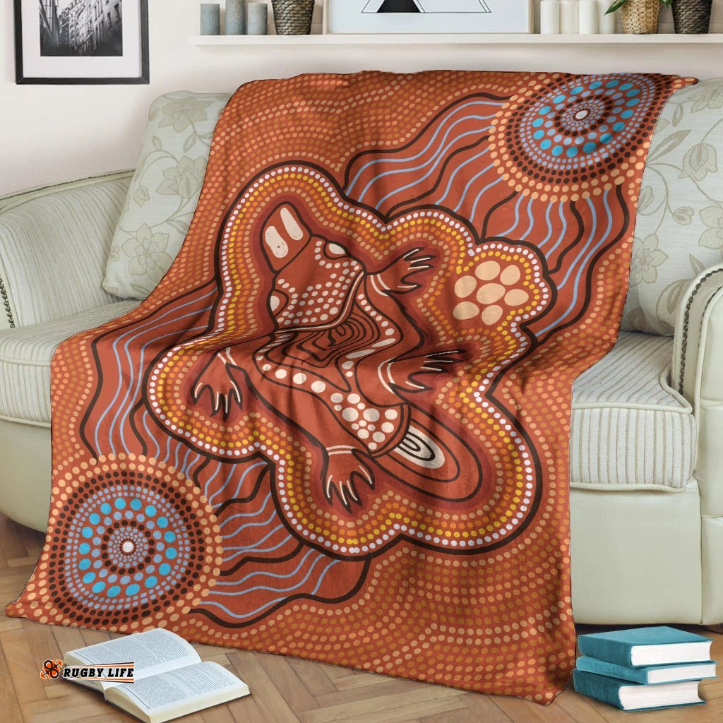Australia Aboriginal Premium Blanket Indigenous Platypus Ver 7