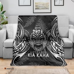 custom new zealand rugby blanket 2023 world cup aotearoa haka face