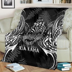 custom new zealand rugby blanket 2023 world cup aotearoa haka face