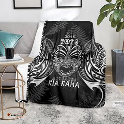 custom new zealand rugby blanket 2023 world cup aotearoa haka face
